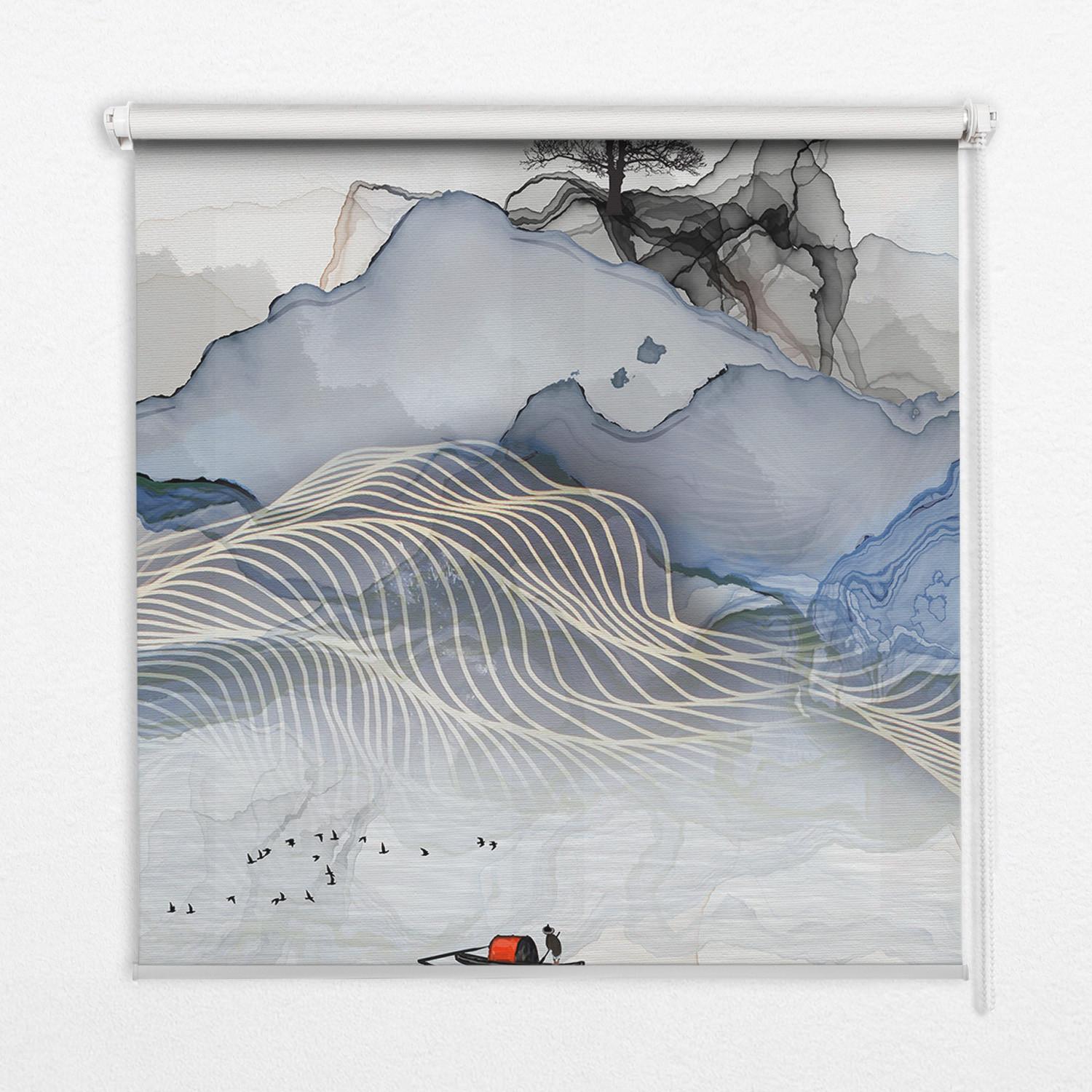 INNENROLLO - Fensterrollo - Rollo - 90x140 cm - Verschwommene Berge - Grau, Kunststoff (90/140/0.5cm) - TULUP