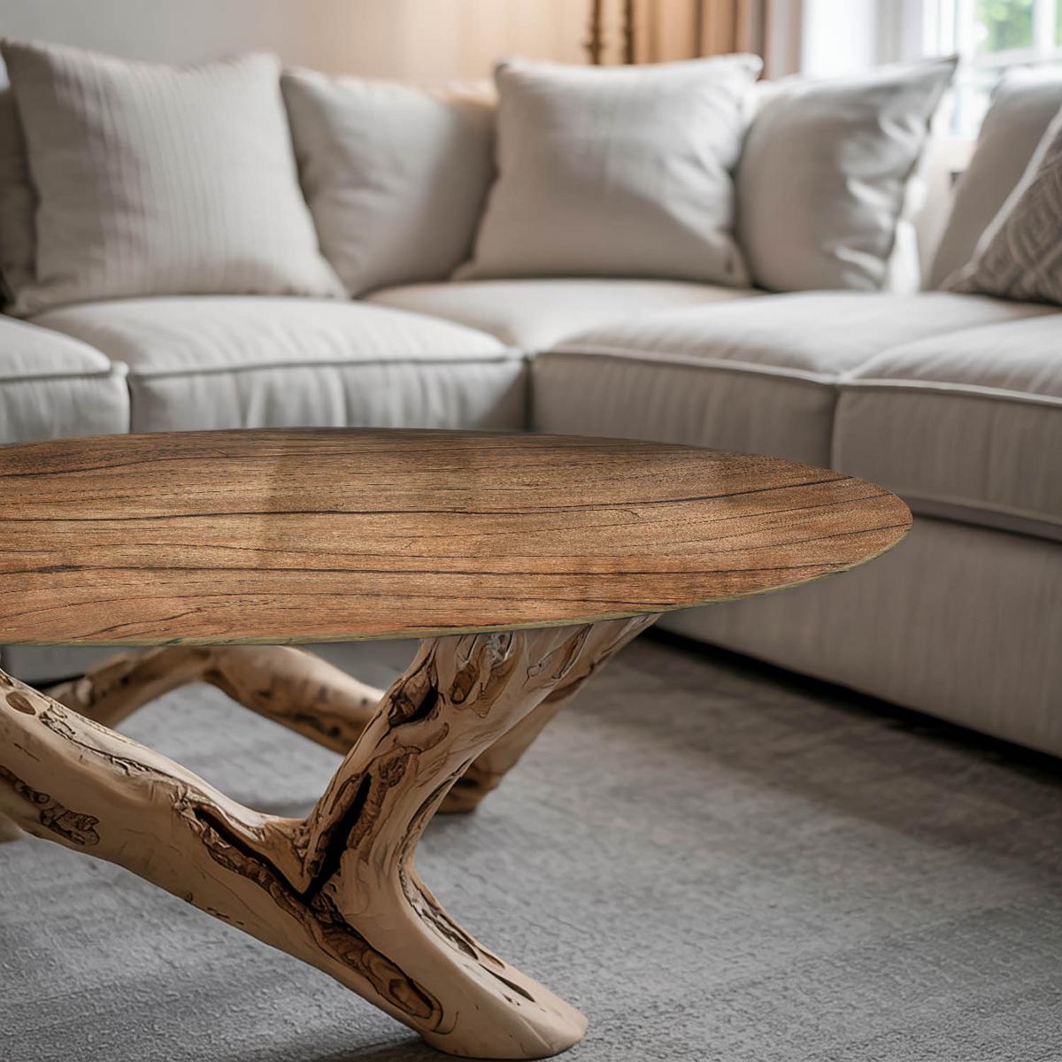 TISCHPLATTE fi50 cm Natürliche Holzmaserung - Braun, Glas (0.4/50/50cm) - TULUP