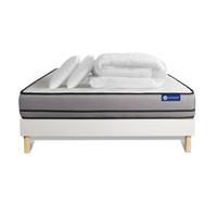 BETT Actimemo night Memory-Schaum 160 x 200 cm h4 - Kit Bettgestell Weiß - Mit Kissen und Bettdecke - Beige/Weiß, Karton/Holz (160/200cm) - ACTISOM