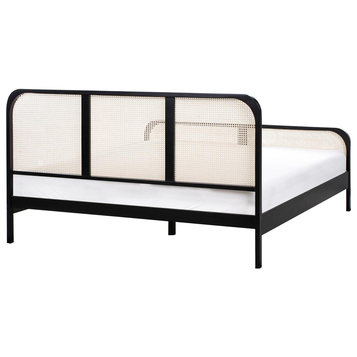 BETT mit Lattenrost 180/200 cm Hellbraun Gonfaron - Hellbraun/Schwarz, Holz (180/200cm) - Beliani