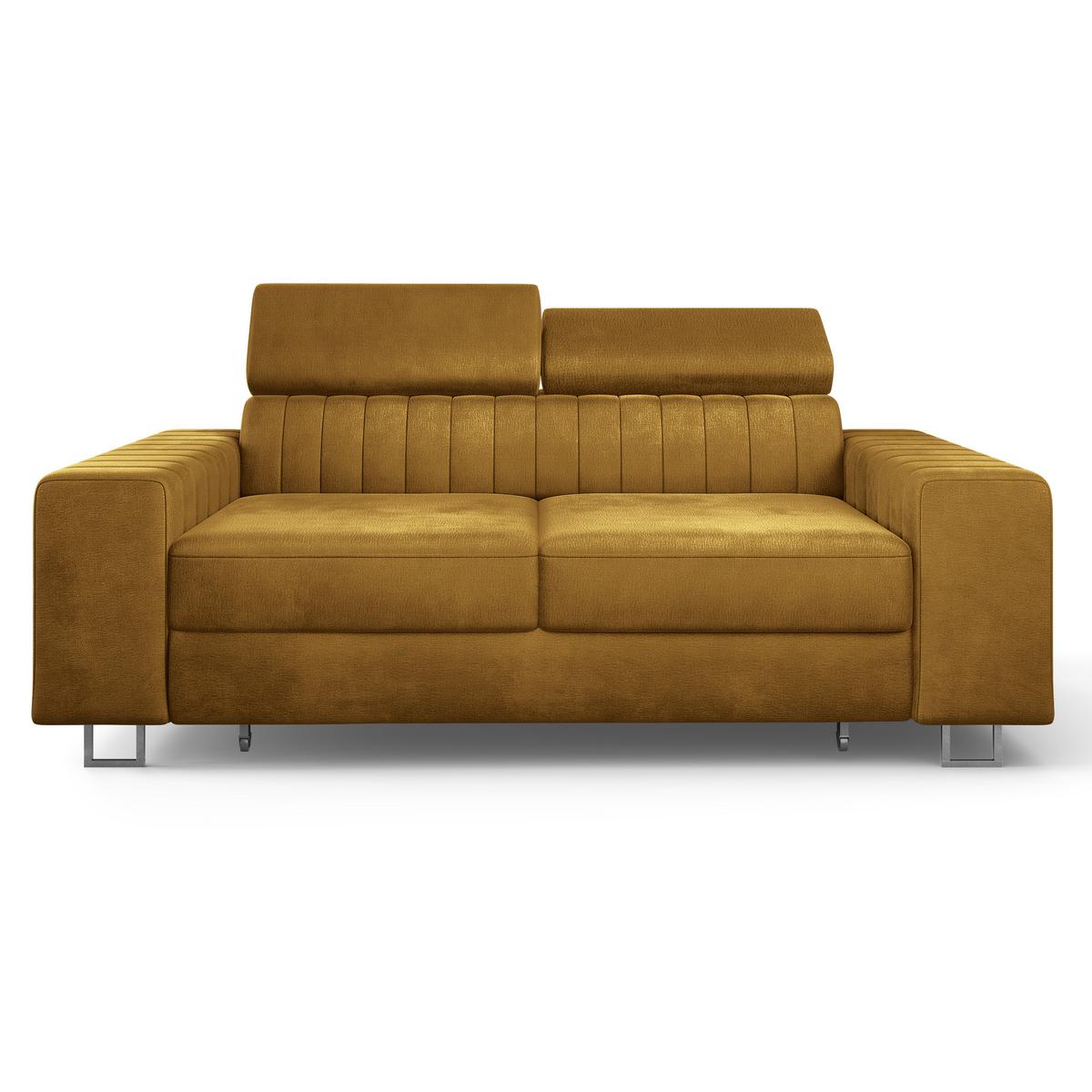 BETTSOFA SOLAN Gelb Velours-Stoff mit Schlaffunktion - Gelb, Holz/Textil (194/88/90cm) - MASSENO
