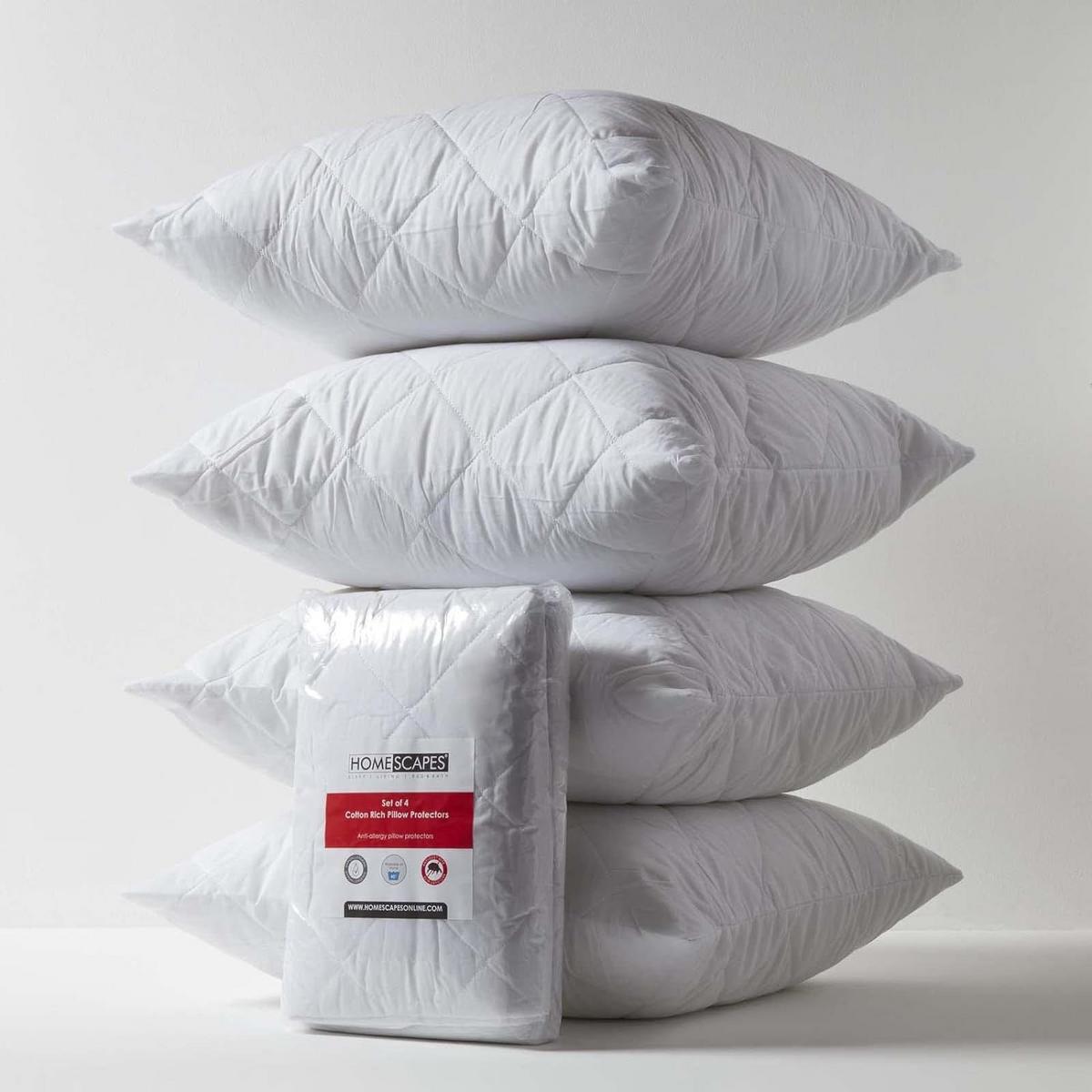 KISSENSCHONER gesteppt 65/65 cm, 4er-Set, mit Reißverschluss - Weiß, Textil (65/65cm) - Homescapes