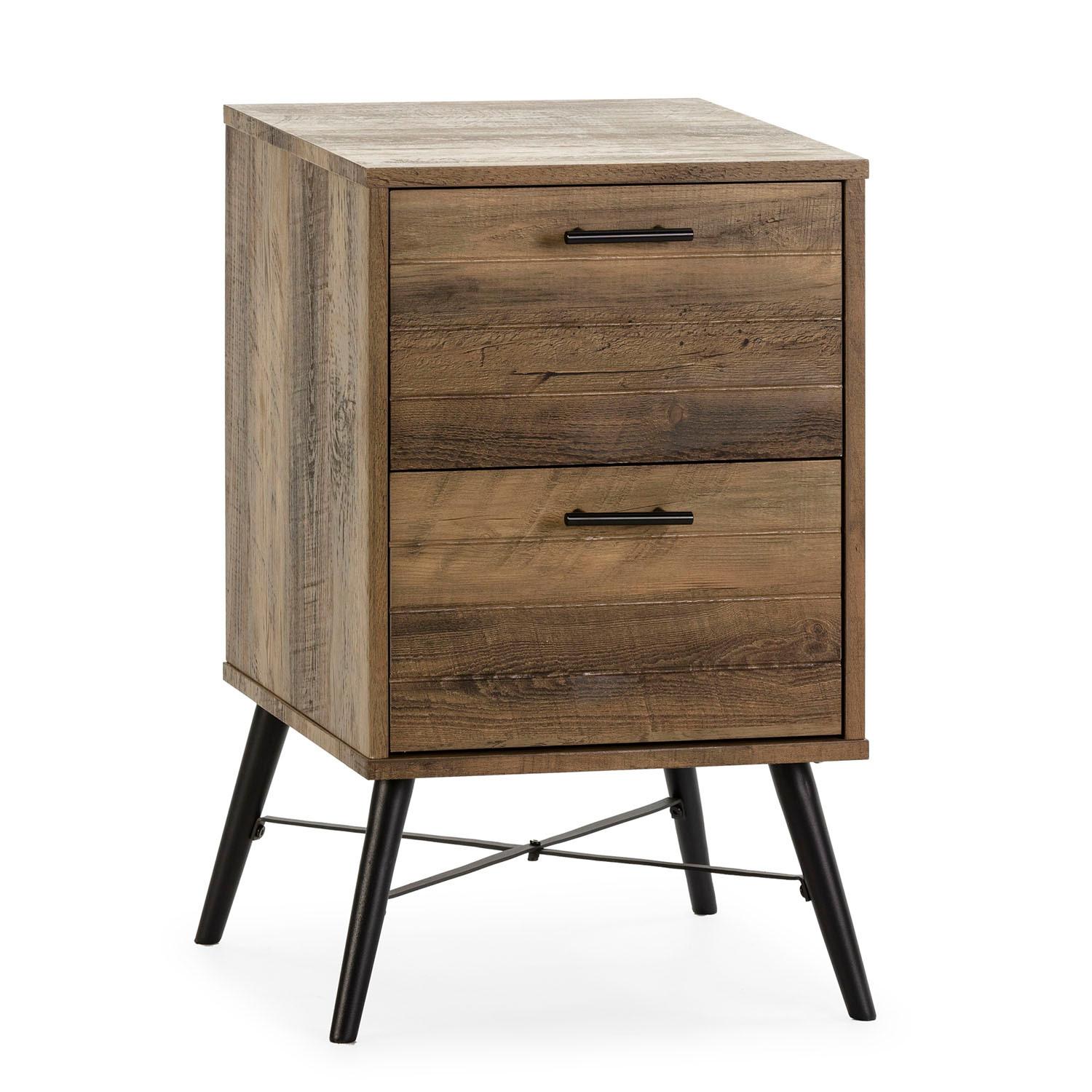 NACHTTISCH Clavel 2 Schubladen rustikale Farbe - Wildeiche, Holzwerkstoff/Metall (40/66/40cm) - VS Venta-stock