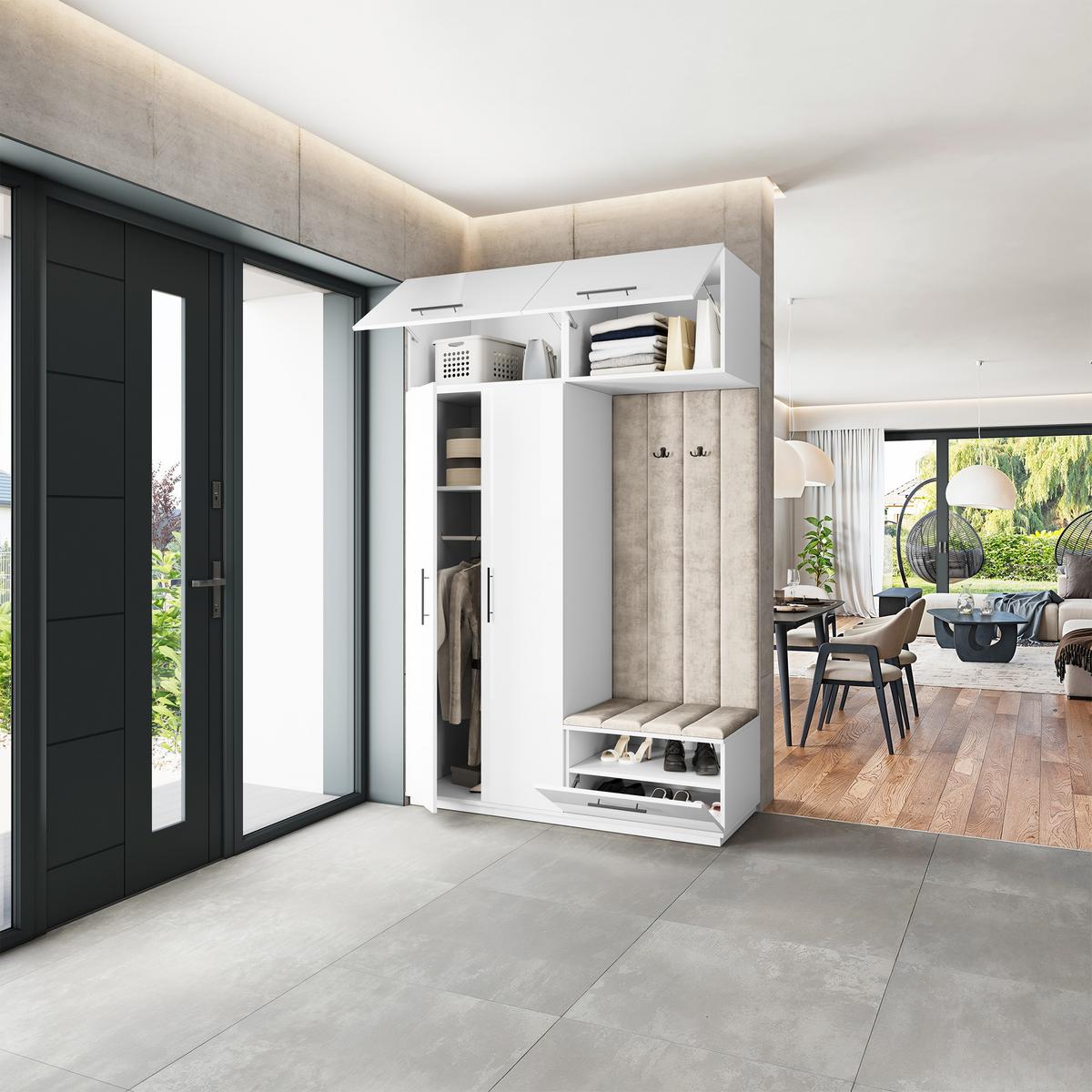 GARDEROBENSCHRANK REMA 150/240/60 cm Modern Weiß - Beige/Weiß, Holzwerkstoff (150/240/60cm) - MASSENO