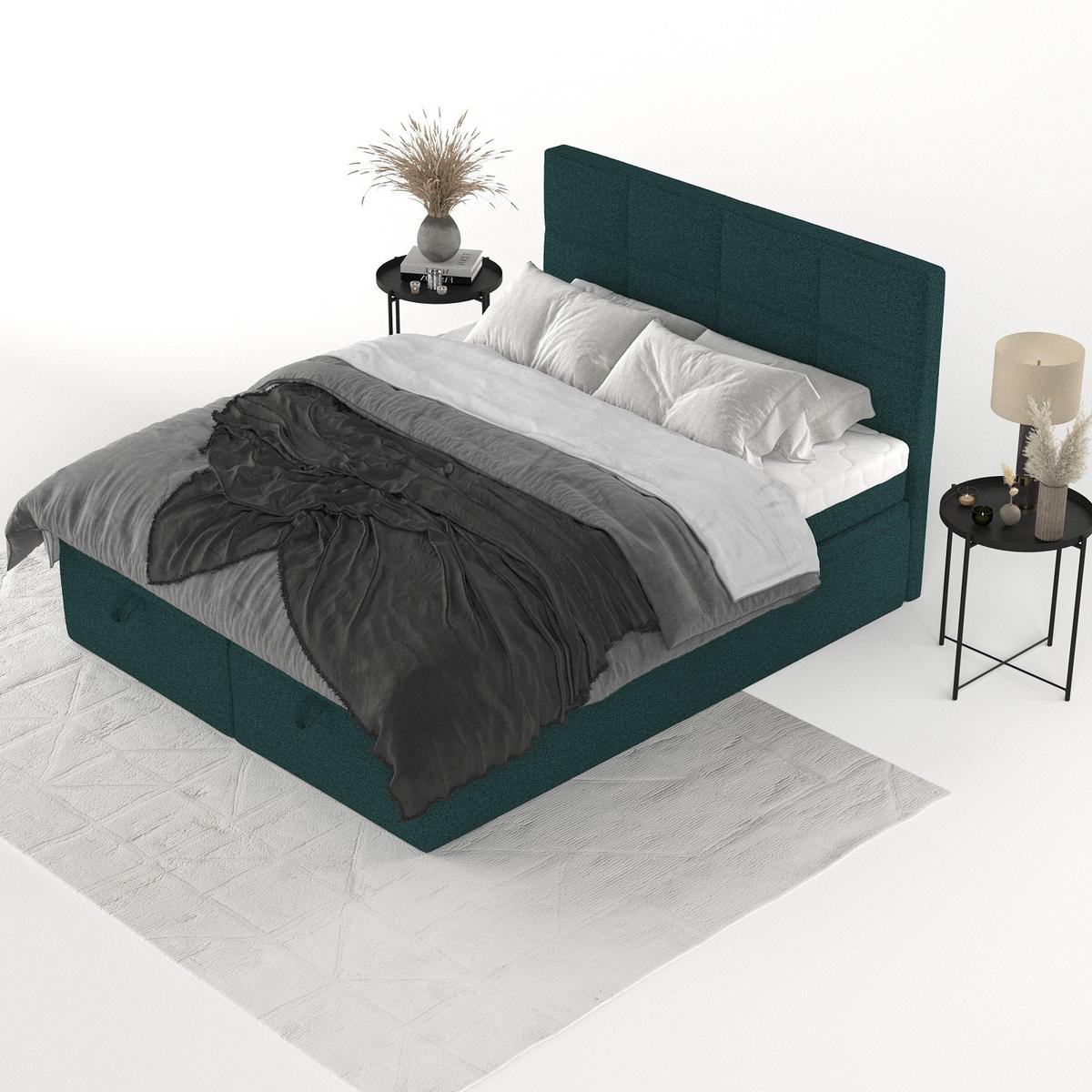 BOXBETT Tessa 180/200 cm Grün im Riva Stoff - Schwarz/Grün, Holz/Holzwerkstoff (180/200cm) - AltaBeds
