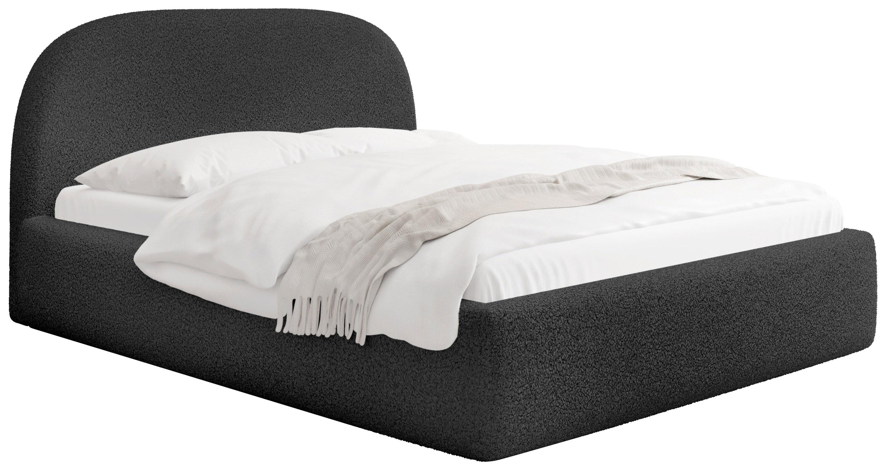 POLSTERBETT Puro mit Bettkasten, Schwarz Boucle 180 x 200 cm – mit Metall-Lattenrost - Birkefarben/Schwarz, Holzwerkstoff/Kunststoff (180/200cm) - WFL GROUP