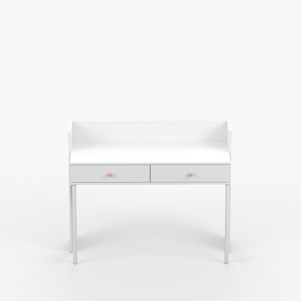 SCHREIBTISCH OLAF I 120cm/95cm/52cm Weiß, Griff Rosa - Rosa/Weiß, Holzwerkstoff/Metall (52/120/95cm) - imoebel24