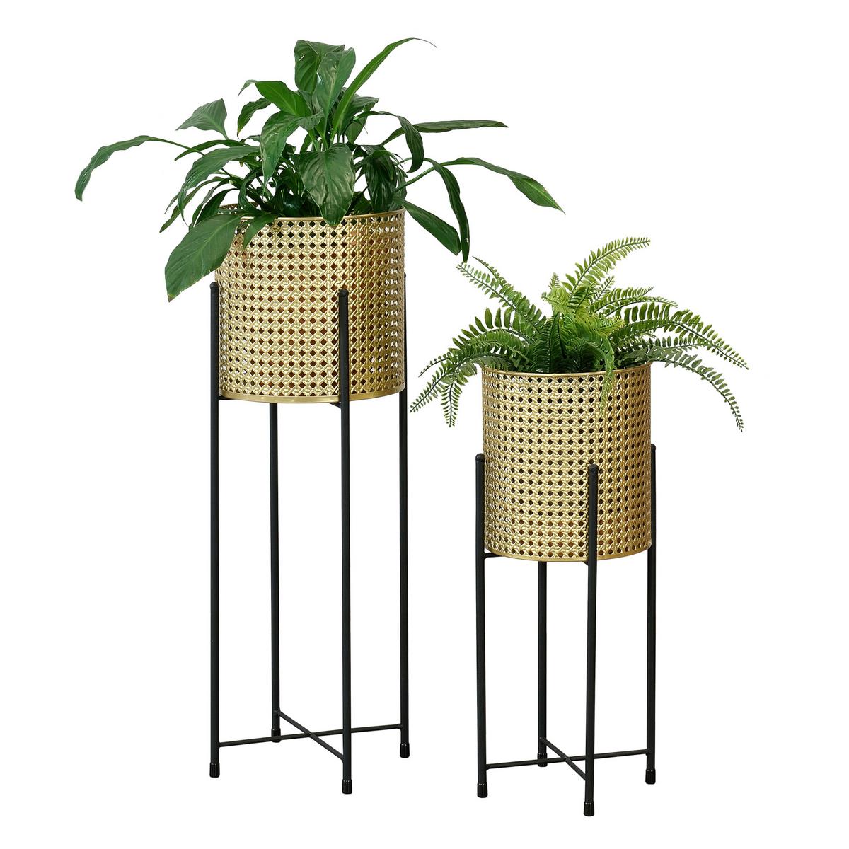 PFLANZENSTÄNDER-SET 2 TLG. Mol - Goldfarben/Schwarz, Metall (24/70/24cm) - [en.casa]