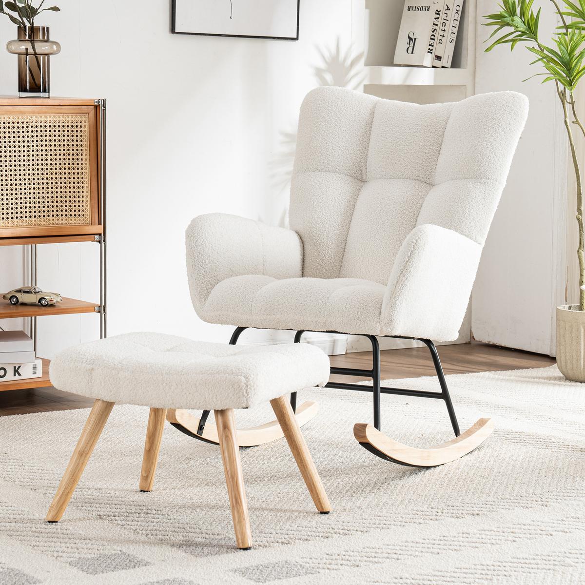 SCHAUKELSTUHL White - Weiß, Textil (69/33/69cm) - Urban Meuble