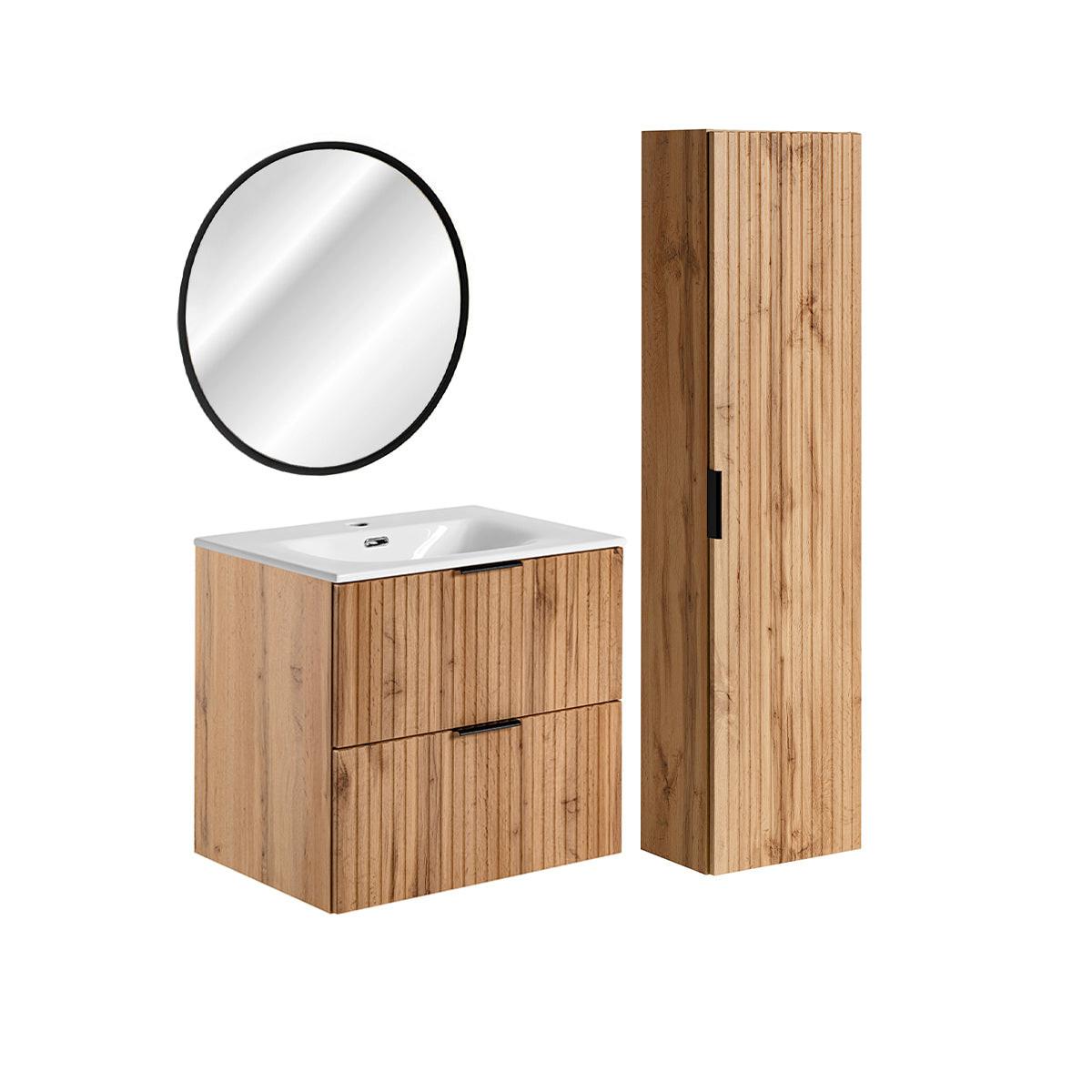 BADMÖBEL 60.2cm Adriel 2er-Set Holz - Braun, Holzwerkstoff (60.2/57/46cm) - Petits-meubles