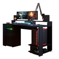 GAMINGTISCH schwarz, Schreibtisch mit Monitorpodest und LED Beleuchtung - Schwarz, Holzwerkstoff (62/152/87cm) - Parisot Meuble