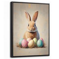 LEINWAND Bilder mit Rahmen - Osterhase - Pastell - Eier - 30x40 - Beige, Textil (30/40cm) - MuchoWow