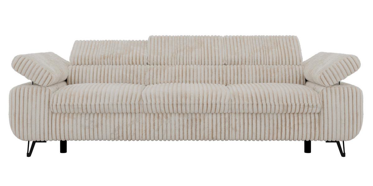 3-SITZER SOFA PETER - Beige Cord - Beige/Creme, Textil/Metall (262/76/99cm) - MKS