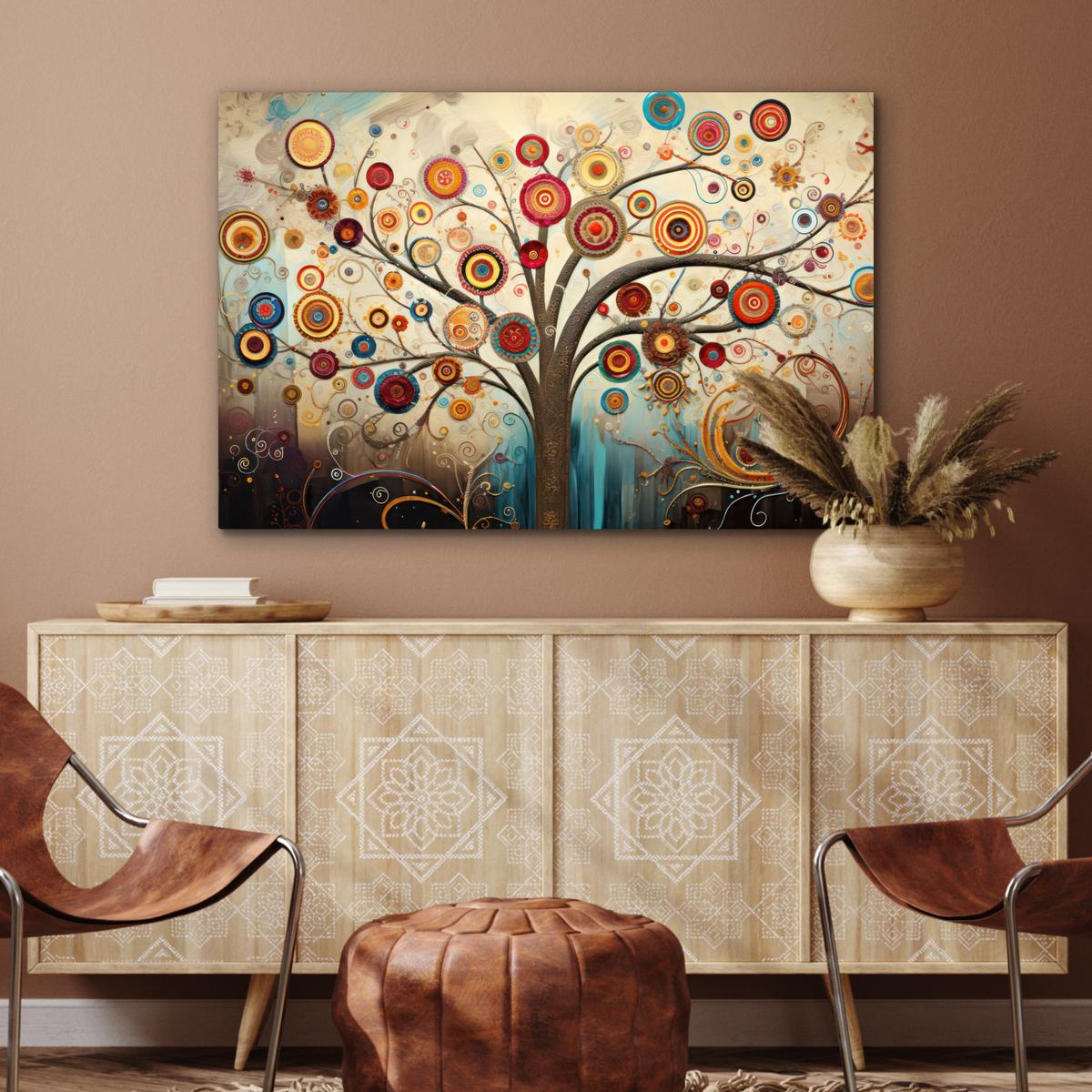 METALLBILD Baum - Baum des Lebens - Farbe Deko Groß 120x80 cm - Braun, Metall (120/80cm) - MuchoWow