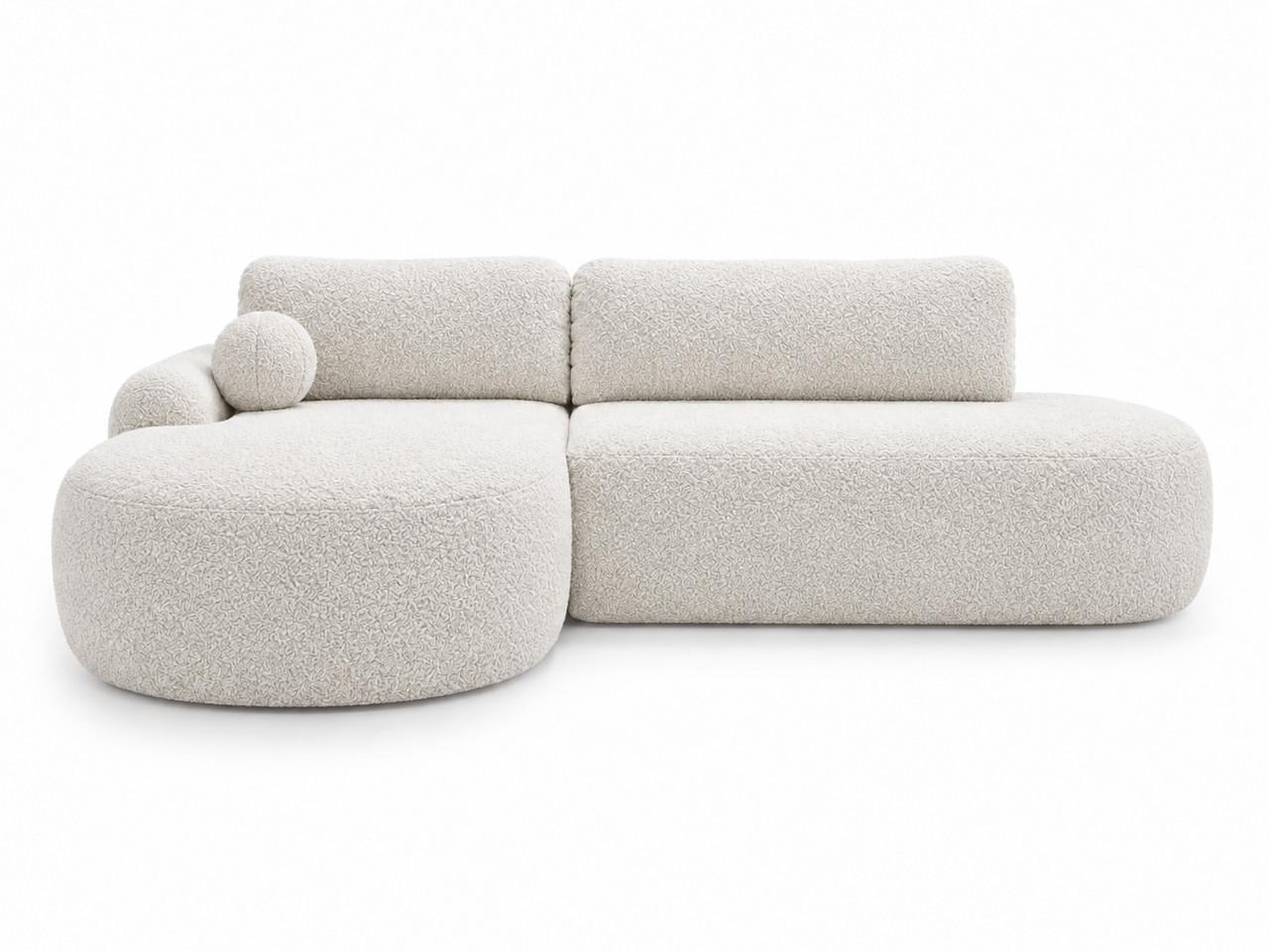 ECKSOFA Aurio O Bouclé-Stoff Weiß Links - Weiß, Holz/Textil (271/177cm) - Graingold