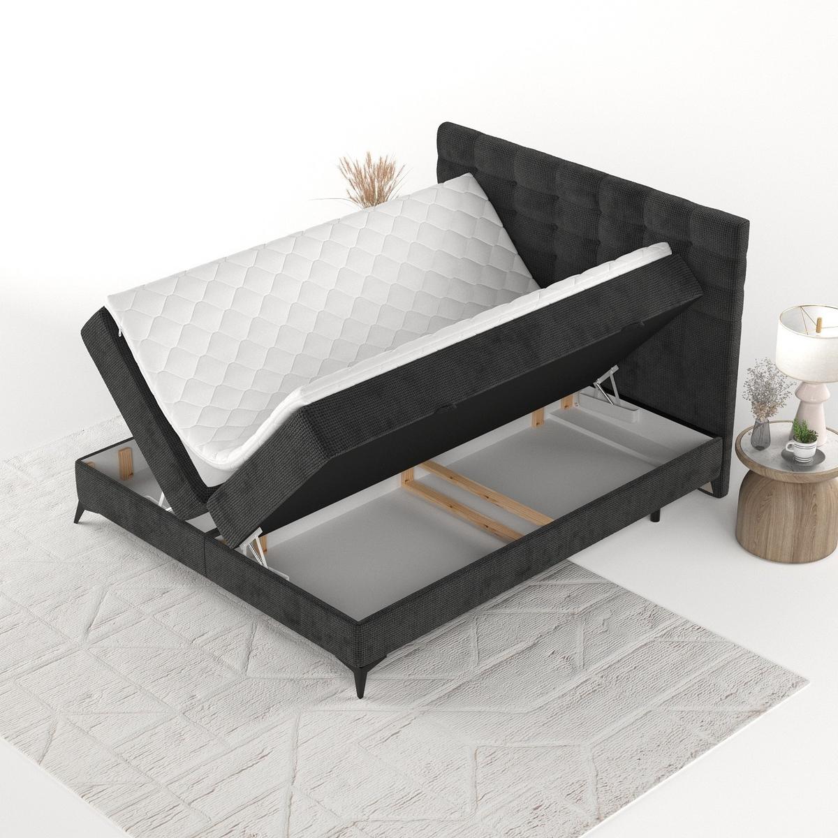 BOXBETT Niro 160/200 cm Schwarz im Bonita Stoff - Schwarz, Holz/Holzwerkstoff (160/200cm) - AltaBeds