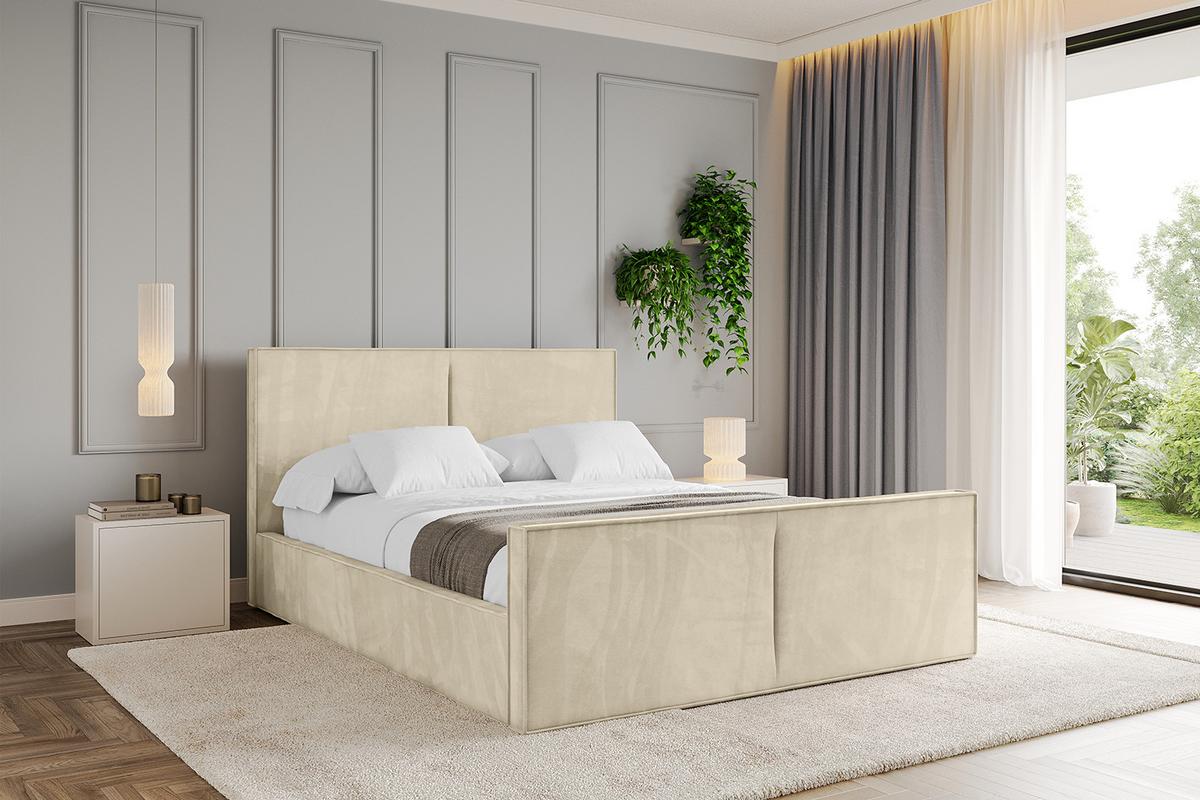 POLSTERBETT mit Bettkasten, Fußteil und Lattenrost, Boxbett ohne Matratze - EMMI-Z 180x200 Beige - Ecru, Holzwerkstoff/Textil (180/200cm) - ALTDECOR