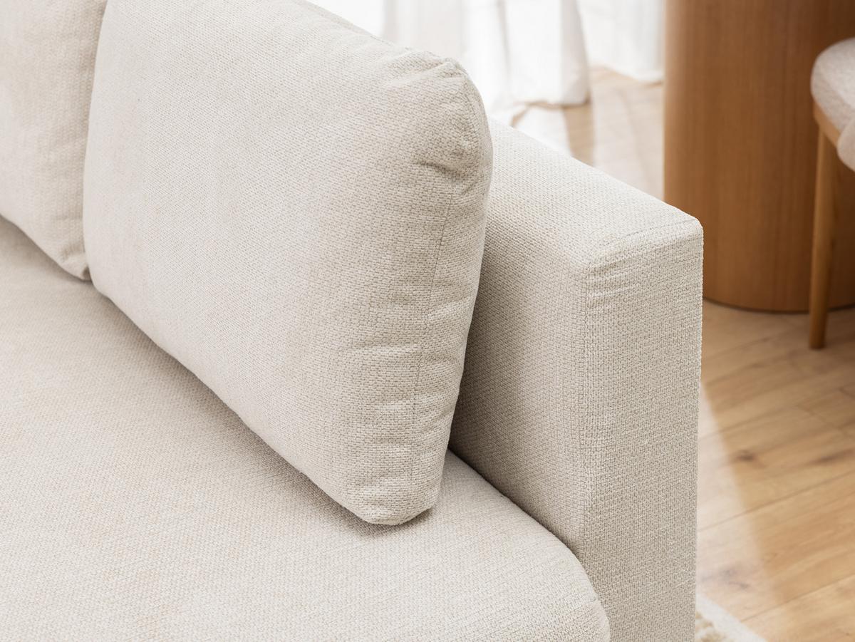 ECKSOFA Cardea in Bubble-Optik aus weichem Creme Strukturstoff mit hohem Sitzkomfort - Ottomane rechts - Creme/Schwarz, Holz/Textil (230/170cm) - S-Style