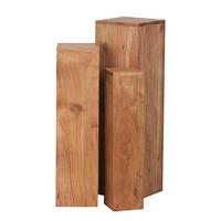 BEISTELLTISCH 3er Set Massivholz Quadratisch Modern Säulenform, Akazie 24x24x85 cm - Akaziefarben, Holz (24/24/85cm) - KADIMA DESIGN