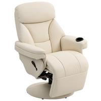 RELAXSESSEL PU Cremeweiß - Creme, Leder/Metall (86/106/87cm) - HOMCOM
