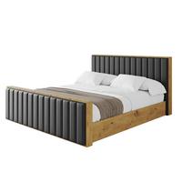 POLSTERBETT mit Bettkasten, Fußteil und Lattenrost, Boxbett mit Matratze H3/H4 - ENZO4-Z 180x200 Schwarz Kunstleder - Schwarz Hochglanz, Holzwerkstoff/Textil (180/200cm) - ALTDECOR