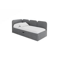 EINZELLBETT Jugendbett mit Bettkasten, Rechts - ALVY 90x200 Dunkelgrau - Schieferfarben, Holzwerkstoff/Textil (90/200cm) - ALTDECOR