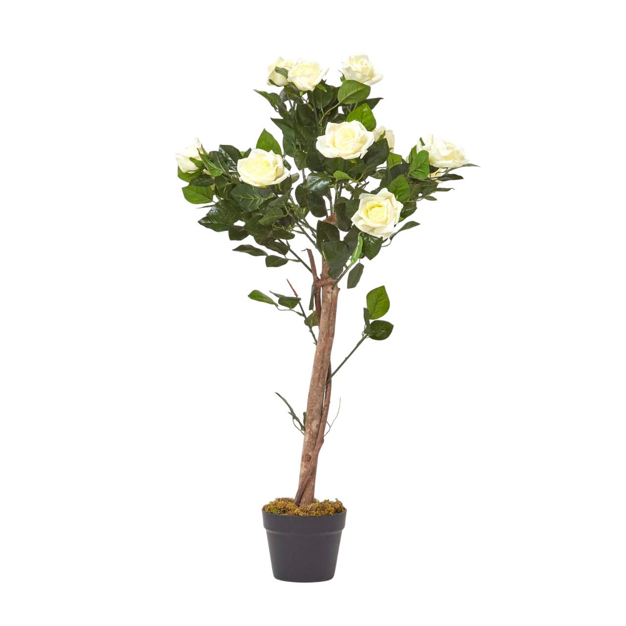 KUNSTBAUM Rosenstock weiß, 90 cm - Weiß, Kunststoff (90cm) - Homescapes