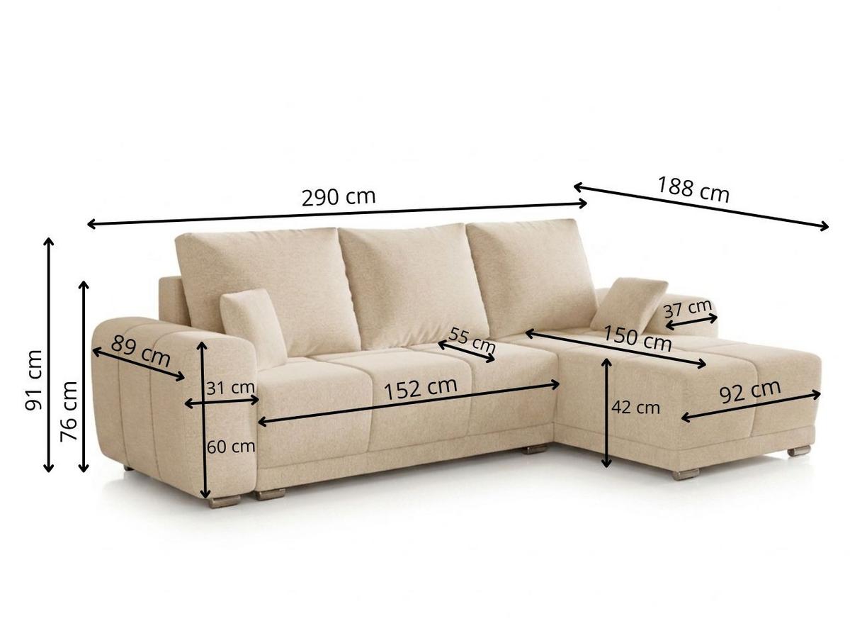 ECKSOFA Monti Beige Links - Beige/Silberfarben, Holz/Textil (188/290cm) - Graingold
