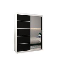 SCHWEBETÜRENSCHRANK 200/150/62 2-türig - Silberfarben/Schwarz, Holz/Kunststoff (150/200/62cm) - MÖBEL KRYSPOL