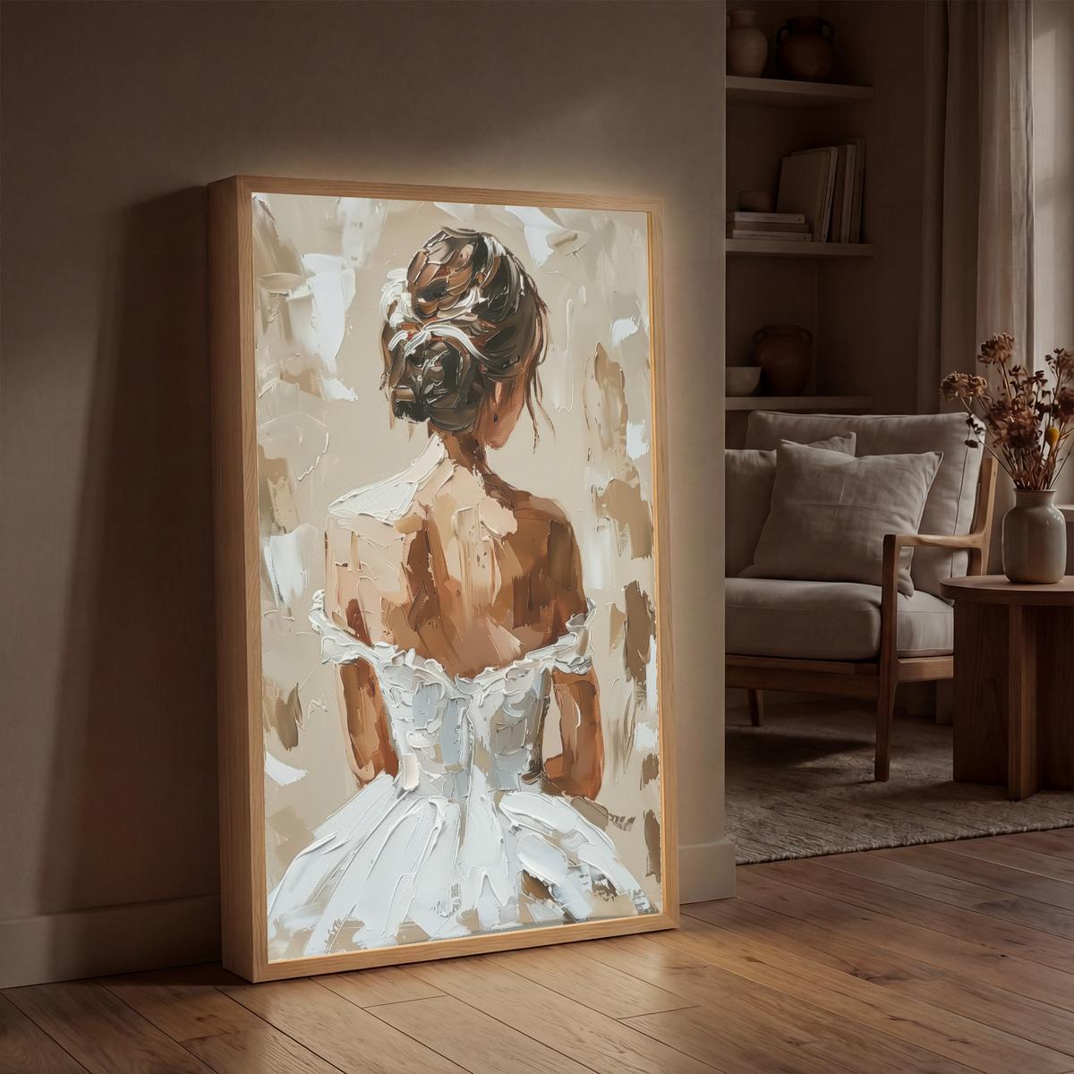 WANDLEUCHTE MIT AKKU Frau - Farbe - Abstrakt - Beige - Modern 70x100 cm - Hellbraun, Holzwerkstoff (70/100/8cm) - OnlyWow