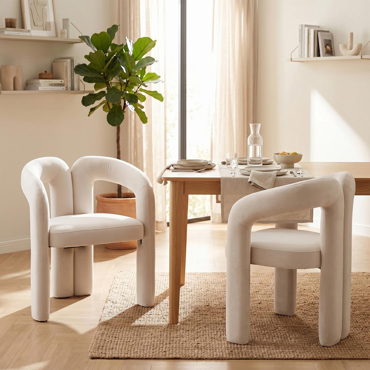 ESSZIMMERSTUHL 2er-Set Samt Sessel Modernes Design Holzbeine - Beige, Textil (64/71/50.5cm) - Urban Meuble