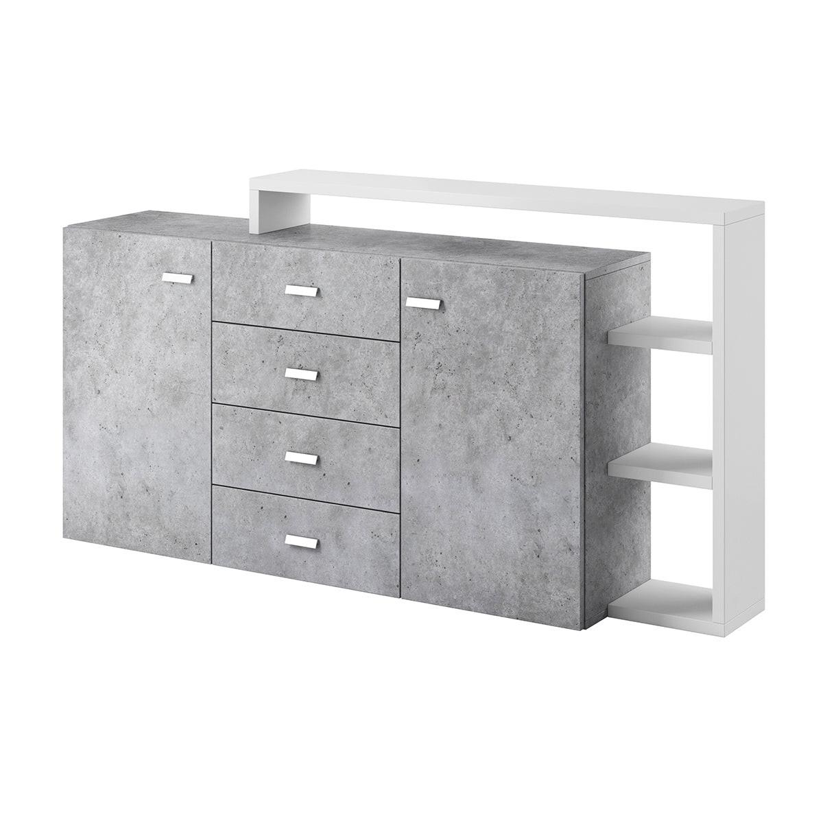 SIDEBOARD Ilyes Weiß und Beton - Weiß, Holzwerkstoff (180/98/37cm) - Petits-meubles