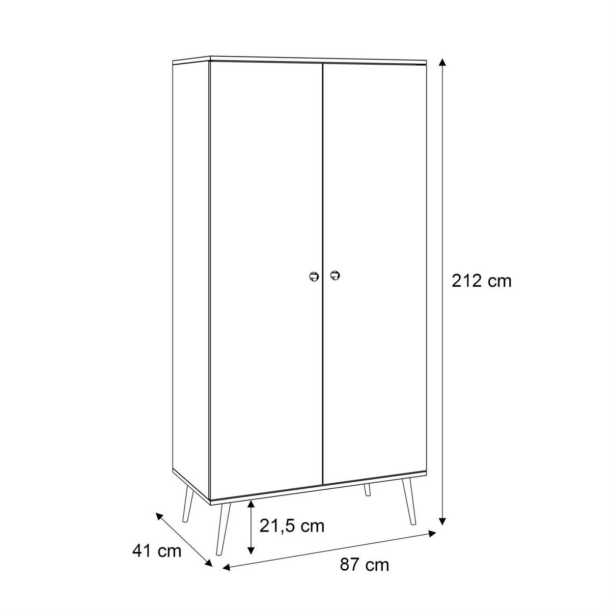 KLEIDERSCHRANK Zweitüriger HARMONY Weiß - Weiß, Holzwerkstoff (87/212/41cm) - Lookway