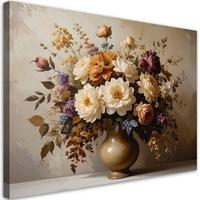 LEINWANDBILD Blumen 90x60cm - Beige, Textil (90/60cm) - Feeby
