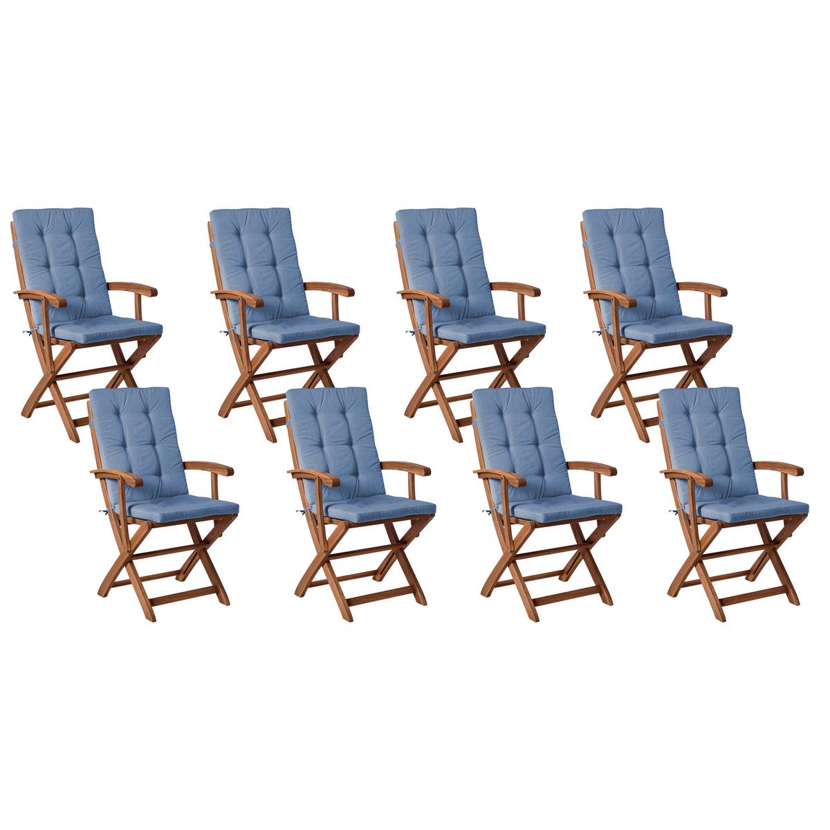 GARTENMÖBEL-SET 8-Sitzer Blau Akazienholz Maui Premium - Braun, Holz - Beliani