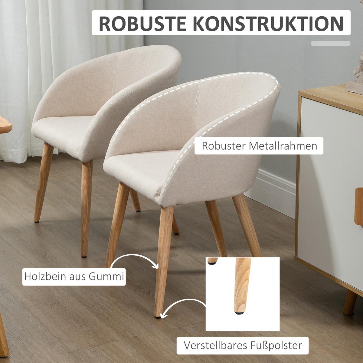 ESSSTÜHLE 2er Set Polyester Metall Beige - Beige/Naturfarben, Holz/Textil (55/74/56cm) - HOMCOM