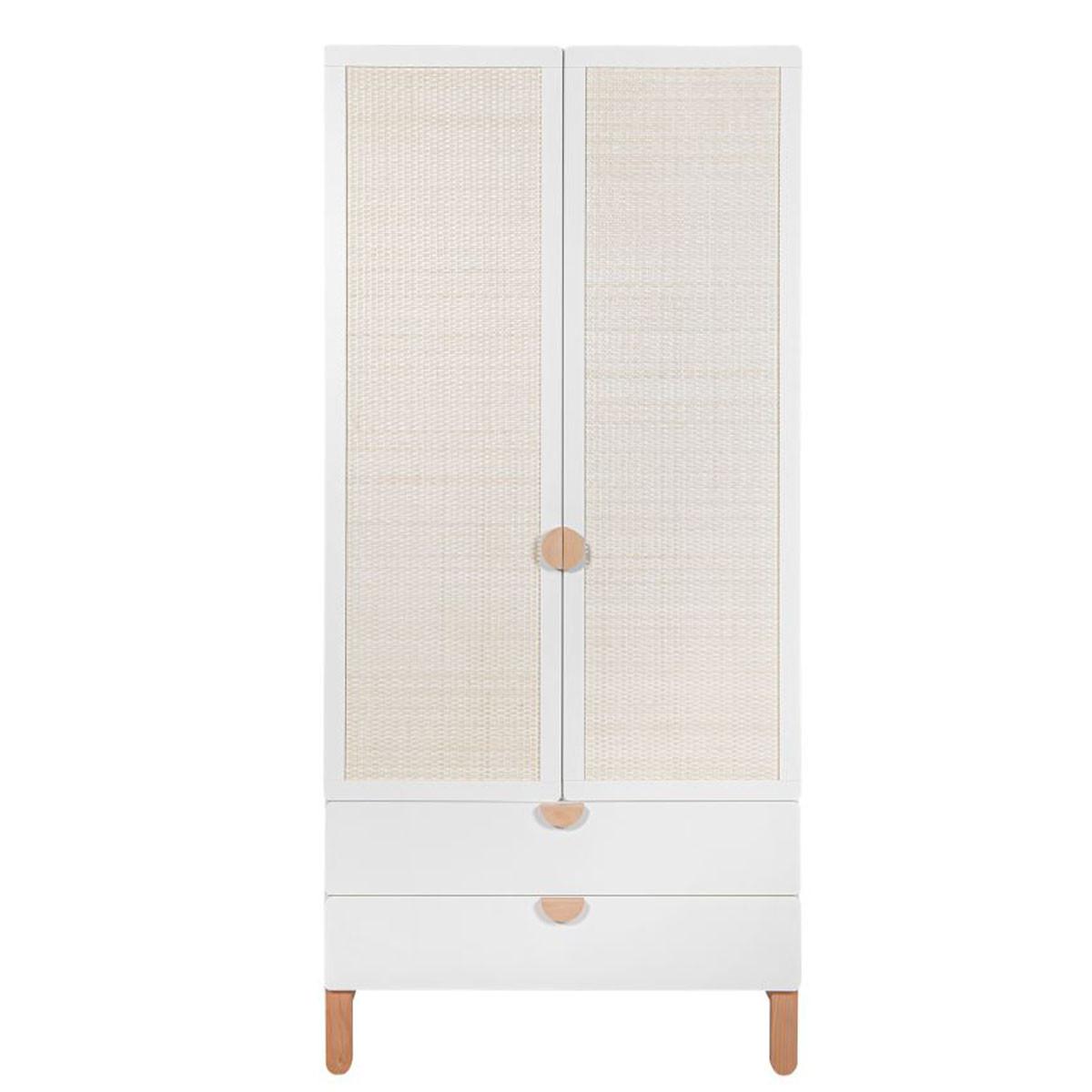 SCHRANK 2 Türen Laurie Weiß und Holz - Weiß, Holzwerkstoff (89.5/198/50cm) - Petits-meubles
