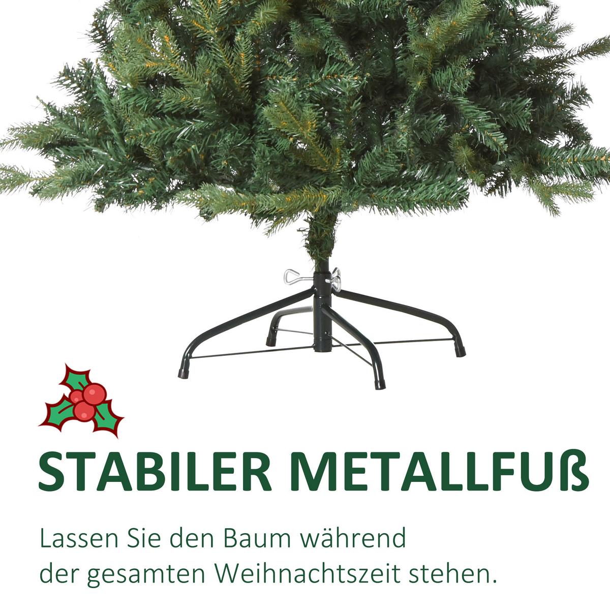 WEIHNACHTSBAUM 1,5 m Christbaum Kunsttanne 946 Zweige Metallfuß kunststoff Weiß - Grün, Kunststoff (150cm) - HOMCOM