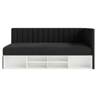 JUGENDBETT Ventrio Schwarz Easy-Clean-Samtbezug 90x200 cm - Schwarz, Holz/Textil (90/200cm) - Selsey