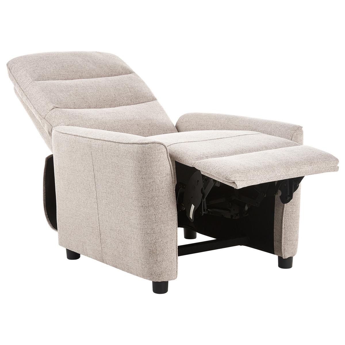 FERNSEHSESSEL mit Fußstütze Stoff Beige Sande - Taupe, Textil (76/102/83cm) - Beliani