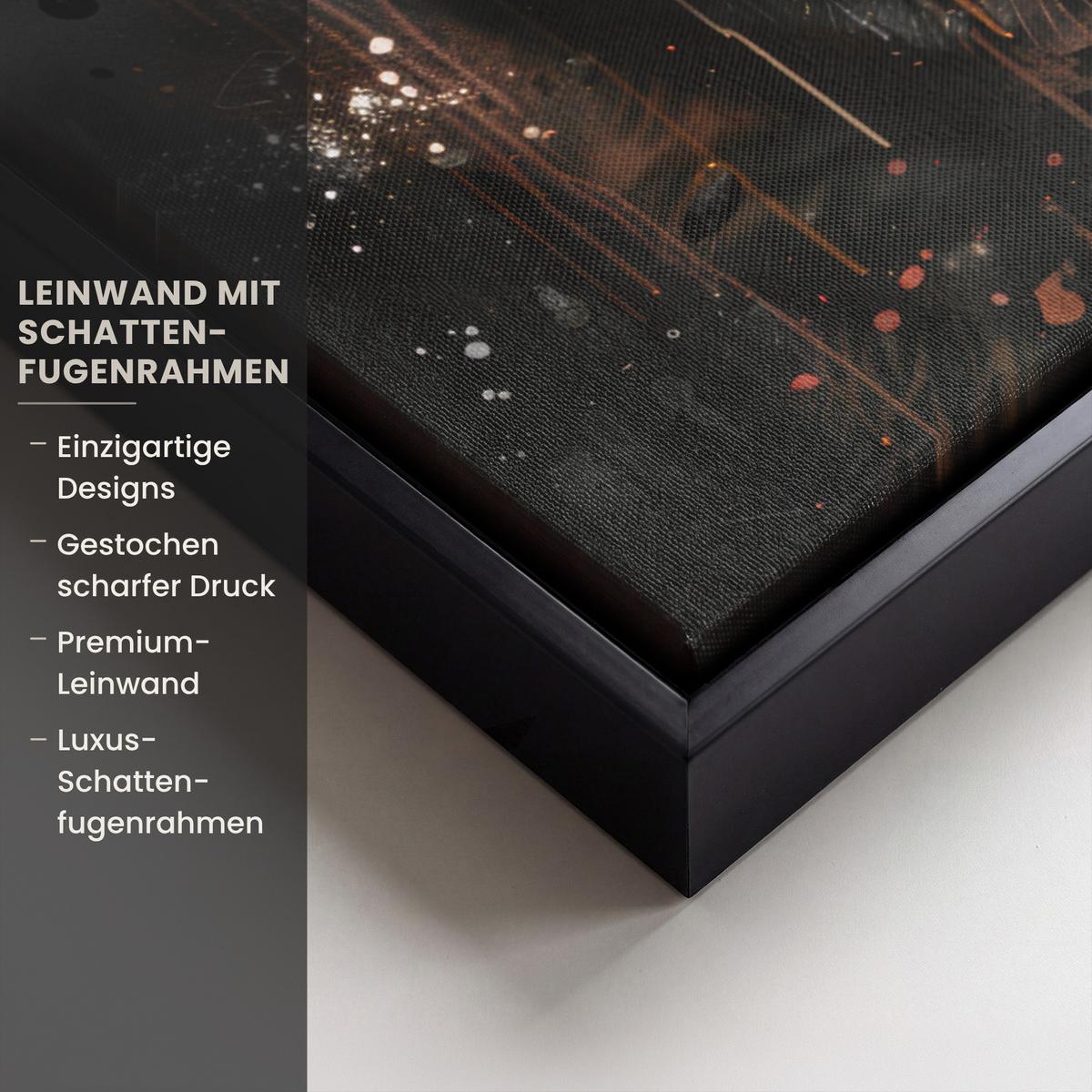 LEINWAND Bilder mit Rahmen - Tiger - Tiere - Porträt - Luxus - Schwarz - 50x70 - Braun, Textil (50/70cm) - MuchoWow