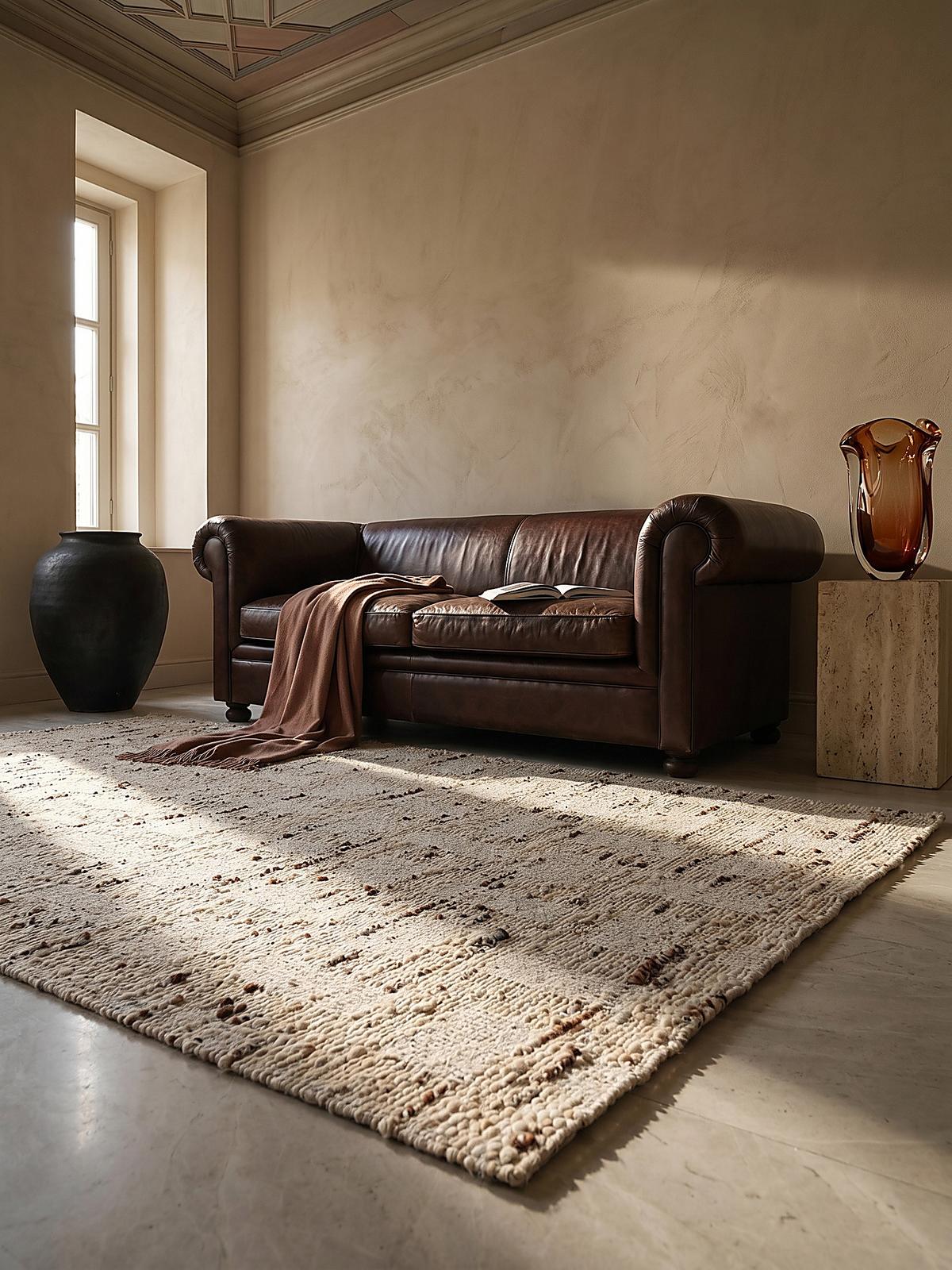 WOLLTEPPICH handgewebt ELIN, geometrisch, Natur, 140 x 200 cm - Beige, Textil (200/140cm) - KADIMA DESIGN
