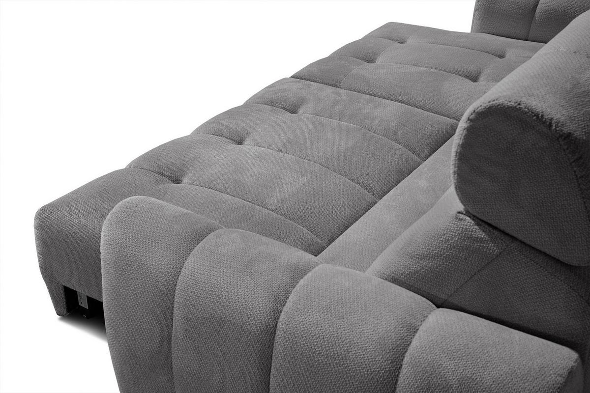 ECKSOFA KIMI 3-Sitzer, ausziehbarer Sitz, verstellbare Kopfstützen, grau - Schwarz/Grau, Holzwerkstoff/Textil (270/160cm) - Wozimo