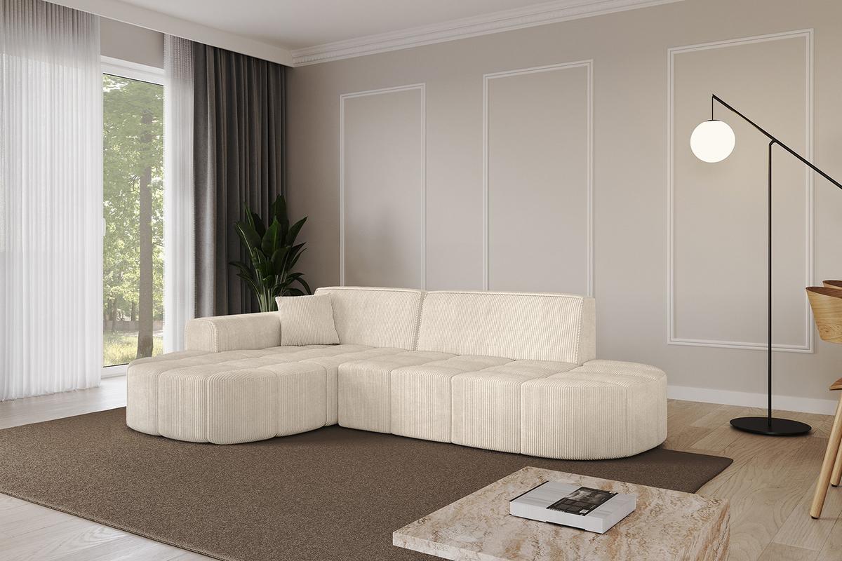 ECKSOFA Ottomane Links LIVO-L1 - 252x173x79,5 cm Beige - Beige, Holzwerkstoff/Textil (252/173cm) - ALTDECOR