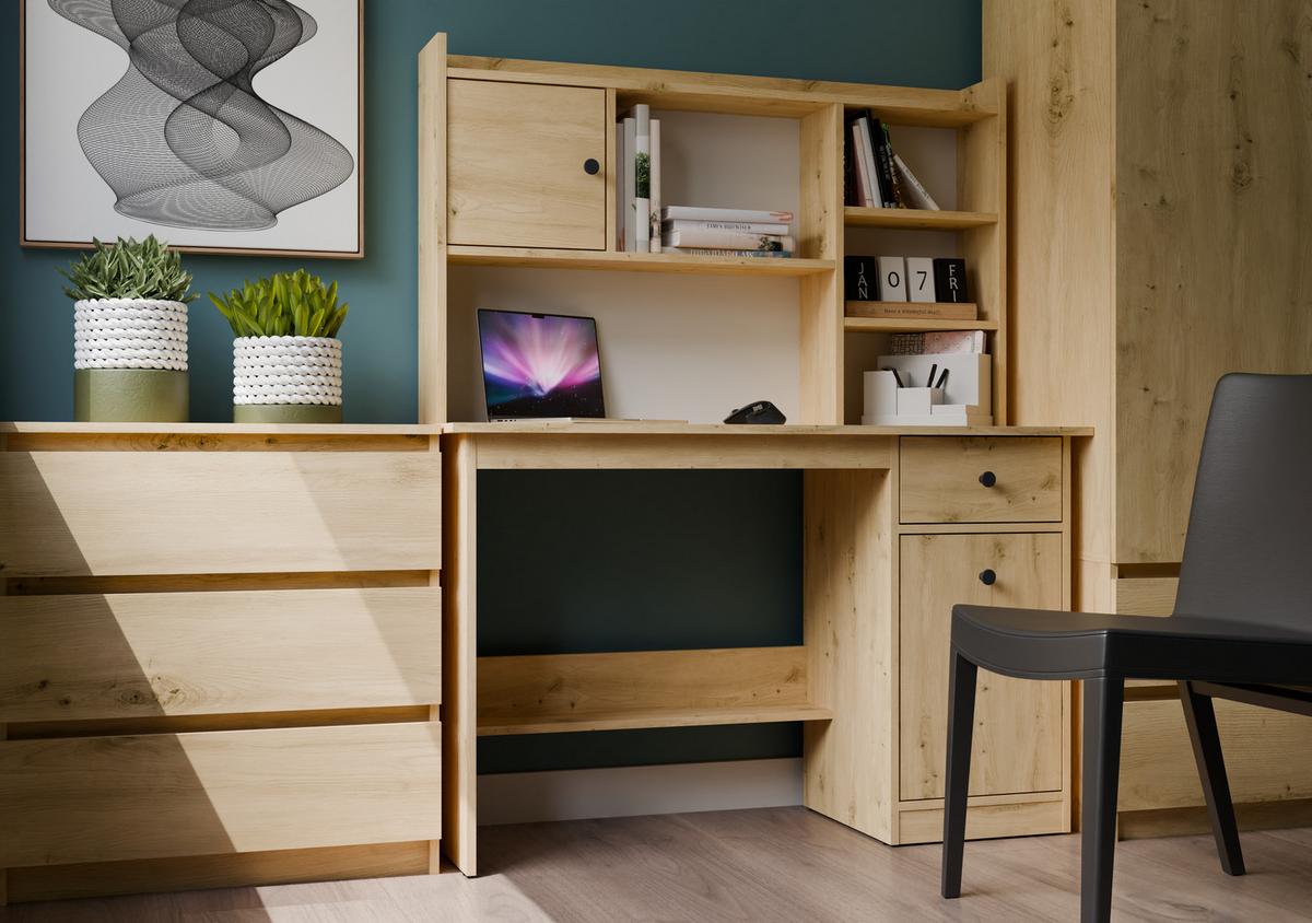 REGAL-SCHREIBTISCH Artisan Eiche 114/70/18 - Eiche Artisan, Holzwerkstoff (90/50/70cm) - RAUMHIRSCH FURNITURE
