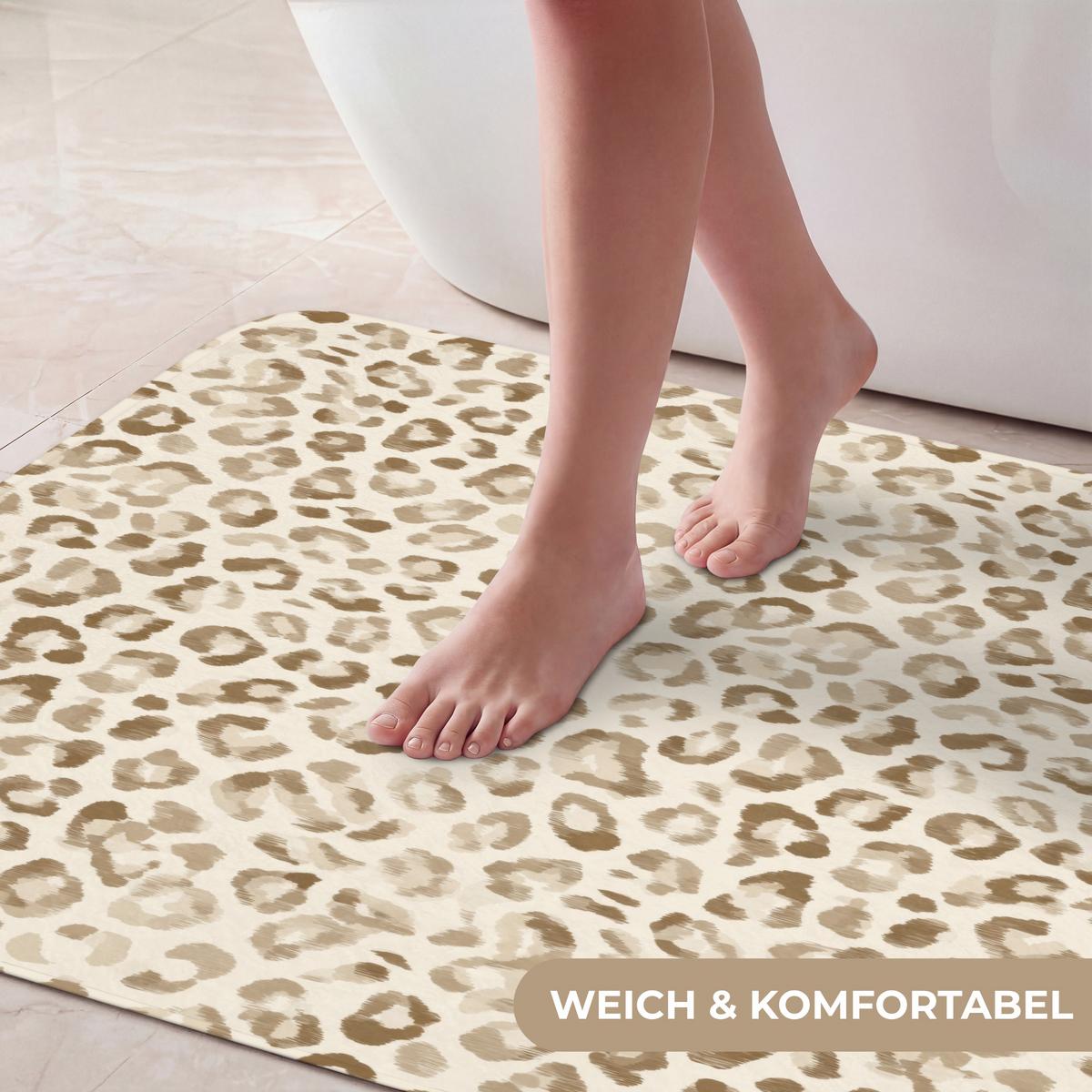 BADEMATTE Leopard - Klassisch - Beige 60x90 cm - Hellbraun, Textil (60/90cm) - OnlyWow