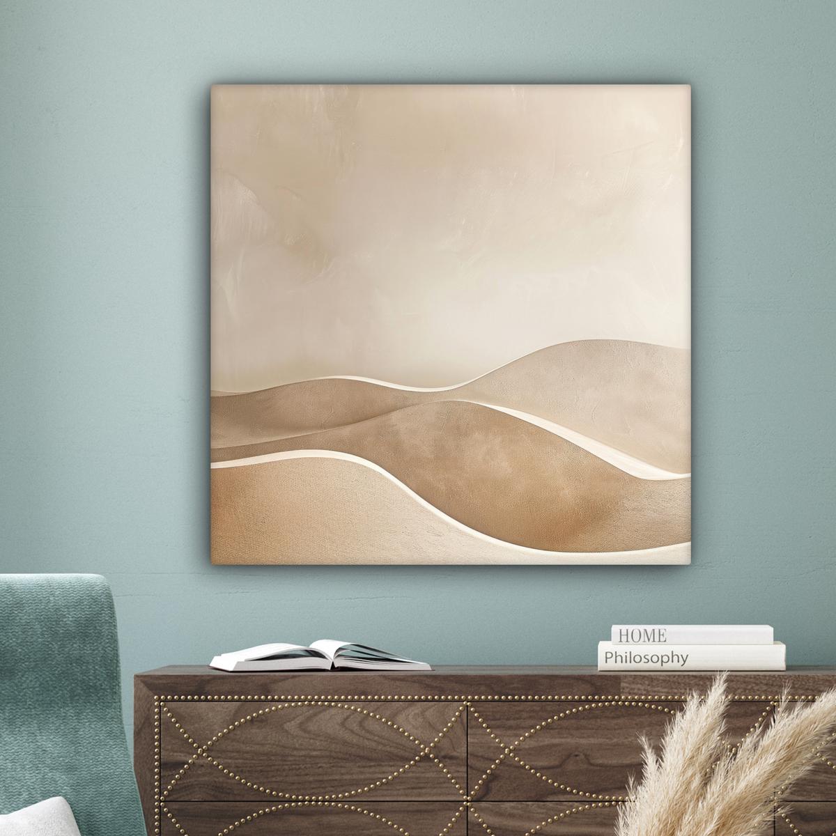 LEINWANDBILD Beige - Natur - Abstrakt - Modern Deko Groß 90x90 cm - Beige, Textil (90/90cm) - MuchoWow
