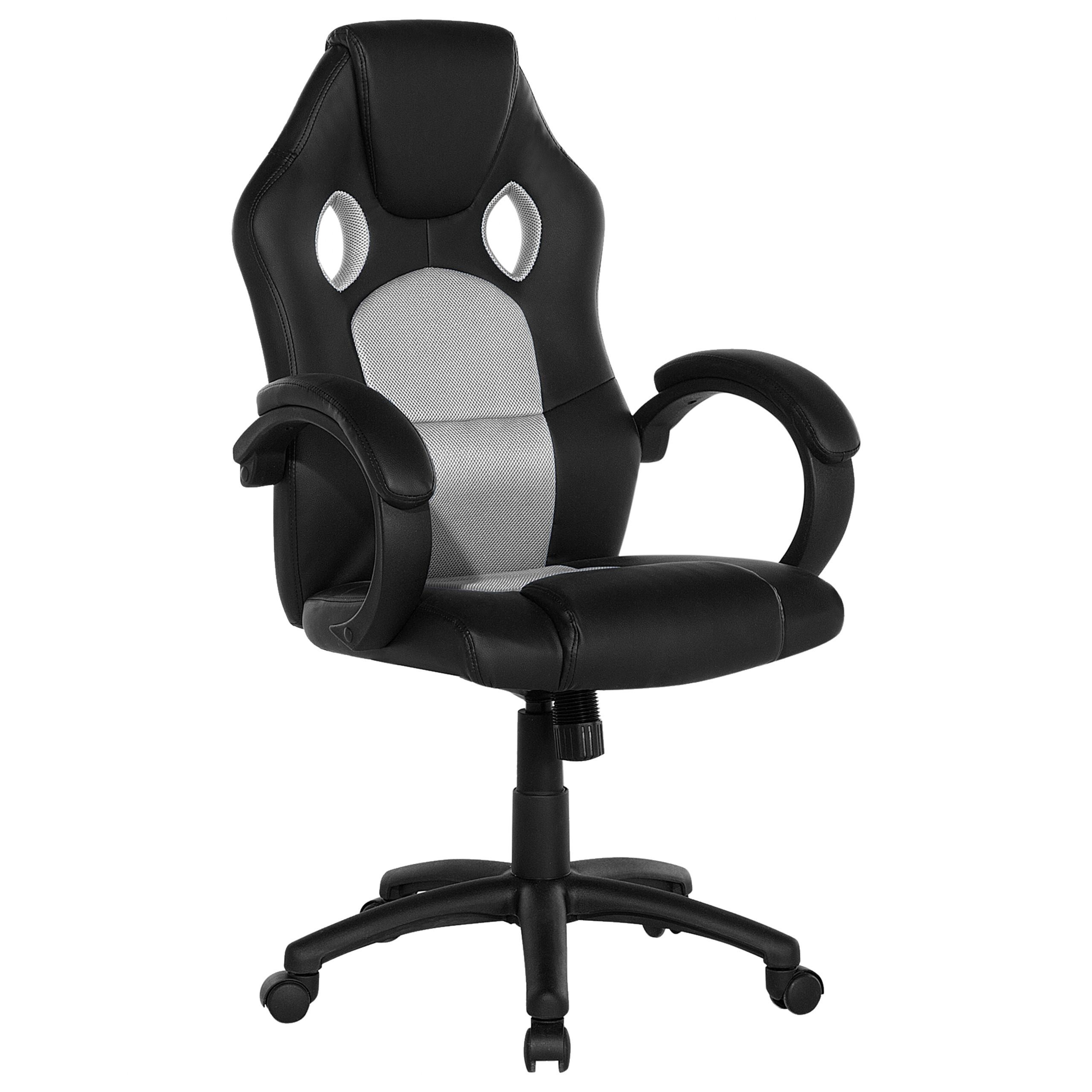 BÜROSTUHL Kunstleder Schwarz/Grau Fighter - Schwarz, Kunststoff/Textil (65/108/65cm) - Beliani