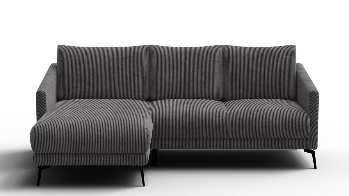 ECKSOFA VILT 3-Sitzer, dunkelgrau - Dunkelgrau/Schwarz, Holzwerkstoff/Textil (221/156cm) - Wozimo