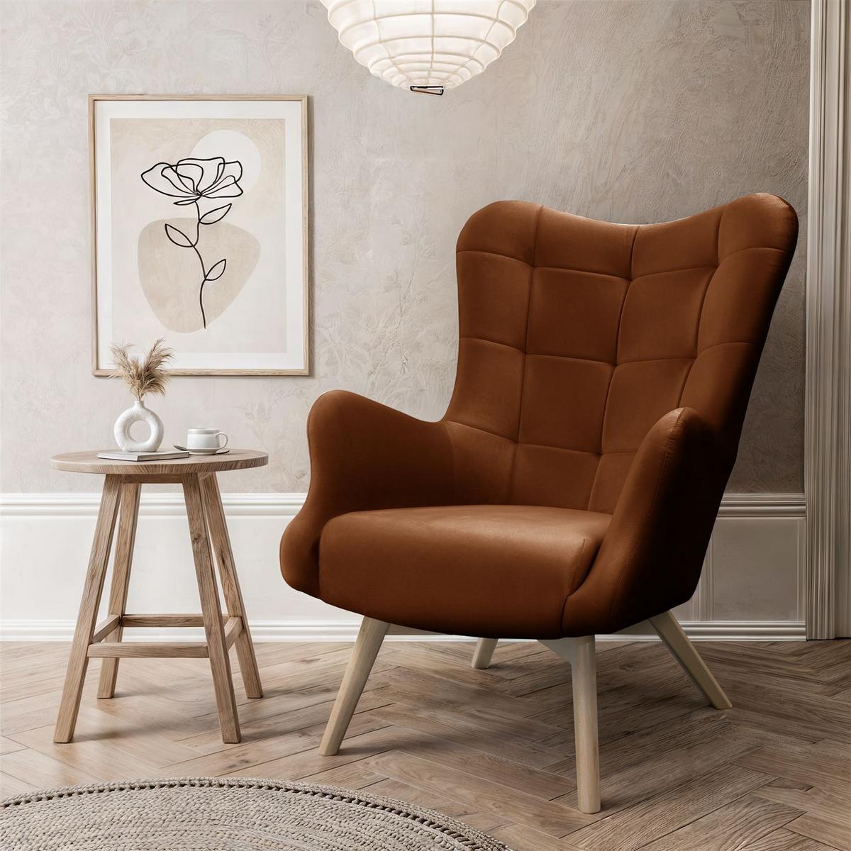 SESSEL SAND mit Buchenbeinen - Buchefarben/Braun, Textil (80/105/86cm) - Lookway